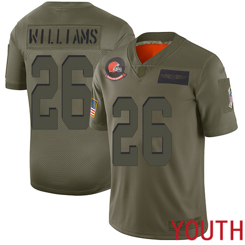 Cleveland Browns Greedy Williams Youth Olive Limited Jersey #26 NFL Football 2019 Salute To Service->youth nfl jersey->Youth Jersey